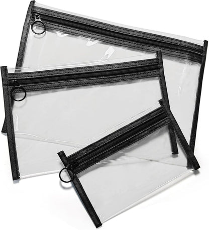 Clear Makeup Bags，small makeup bag,3pcs Makeup bag Hanging Pouches,mesh zipper pouch bags,purse organizer for Daily or Travel to Keep Small Items(Clear set)