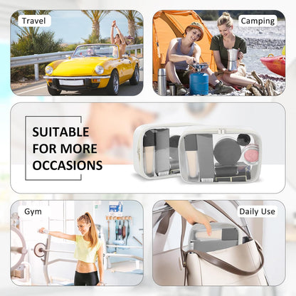 Moyad TSA Approved Clear Toiletry Bag, 1 Pack Quart Size 3-1-1 Liquids Pouch for Travel, Transparent Makeup & Cosmetic Organizer for Women Men, Beige