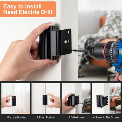 2 Pack Home Security Door Lock,Childproof Door Reinforcement Lock,with 3" Stop Withstand 800 lbs,for Inward Swing Doors,Night Kids Safety Metal Flip Lock Deadbolt Latch (Black)