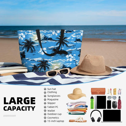 Beach Bag for Women Beach Tote Bag Waterproof Sandproof Large Bags with Zipper Big Capacity for Vacation Travel