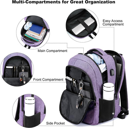 BIKROD Backpack for Girls Women, School Backpack for Teen Boys, Lightweight Casual High School Bookbag, Daily-use Travel Laptop Backpack with USB Charging Port Fits 15.6 Inch Notebook