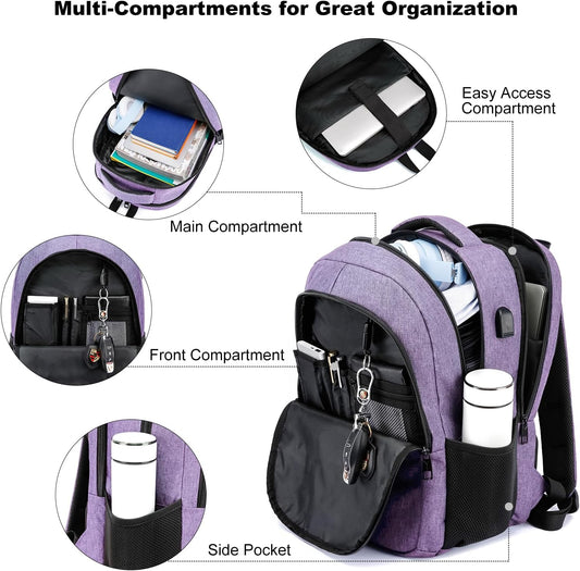 BIKROD Backpack for Girls Women, School Backpack for Teen Boys, Lightweight Casual High School Bookbag, Daily-use Travel Laptop Backpack with USB Charging Port Fits 15.6 Inch Notebook