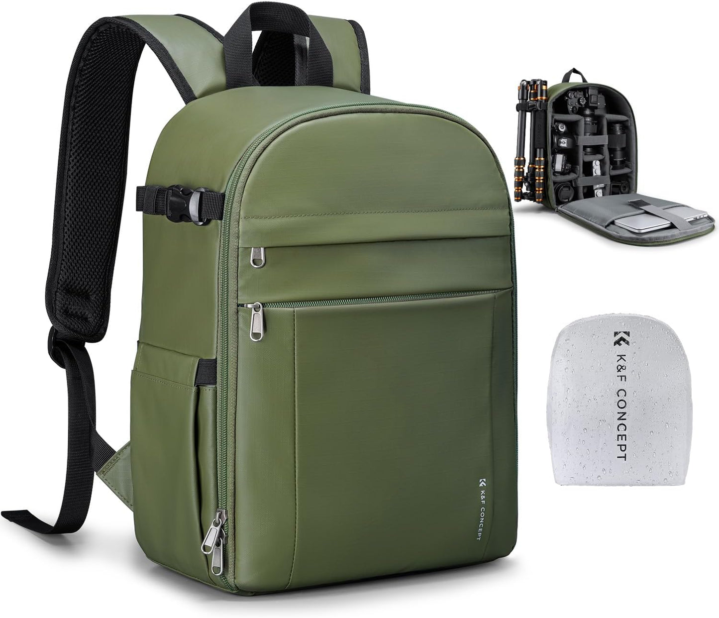 K&F CONCEPT Camera Backpack Bag, Professional DSLR/SLR/Mirrorless Camera Bag with Tripod Holder & Rain Cover, Waterproof Photography Camera Case Compatible with Canon/Sony/Nikon/FUJIFILM