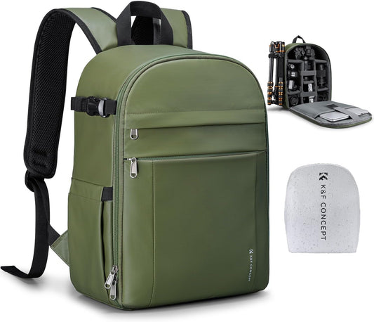 K&F CONCEPT Camera Backpack Bag, Professional DSLR/SLR/Mirrorless Camera Bag with Tripod Holder & Rain Cover, Waterproof Photography Camera Case Compatible with Canon/Sony/Nikon/FUJIFILM