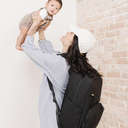 JuJuBe JJB New Deluxe Diaper Bag Backpack with Portable Changing Pad, Stroller Straps, Large Travel Backpack for Boy or Girl, Carrying Baby Bottles, Diapers, Pacifiers, Black, Mother's Day Gift