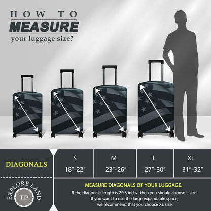 Explore Land Travel Luggage Cover Suitcase Protector Fits 18-22 Inch Case (Flag, S)