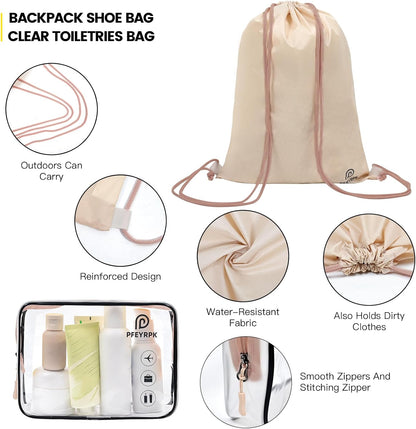 Lightweight Compression Packing Cubes for Suitcases, Compressible Expandable Travel Packing Organizer with Clear Toiletries and Backpack Bag, Travel Essentials for Carry on Luggage 7 Set