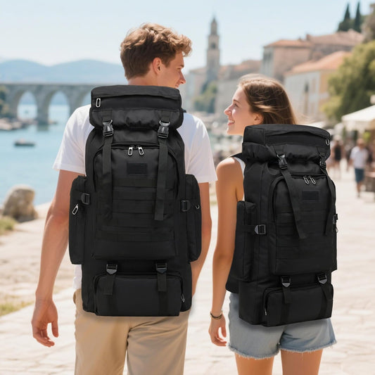 80L 2Pcs Hiking Backpack for Men with Sling Tactical Backpack - Rucksack Molle Military Tactical Waterproof Lightweight Camping Backpack 3 Day Assault Pack for Travel, Climbing, Backpacking