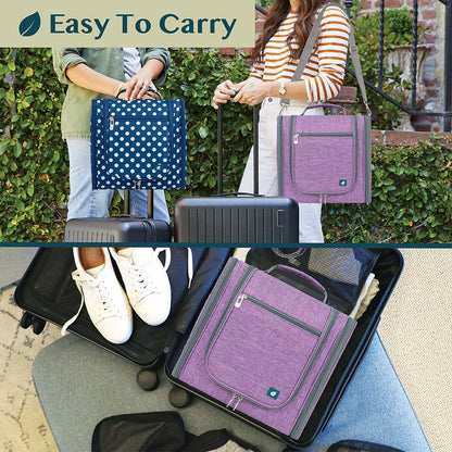 PAVILIA Extra Large Toiletry Bag Travel Bag for Women Men, Hanging Cosmetic Organizer, Water Resistant Makeup Bag for Accessories Toiletries, Travel Essentials Kit (Purple)