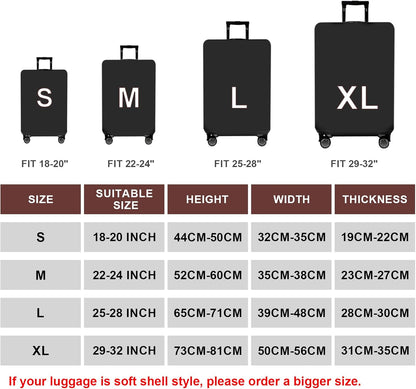 WUJIAONIAO Travel Luggage Cover Baggage Suitcase Cover Protector Skins 18-32 Inch (Pure Black, M (for 22-24 inch luggage))