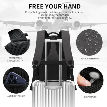 Black Backpacks for Men, Backpack for School, School Backpack for Boys Teens, 17.3 inch Laptop Back Pack with USB Charging Port, College Book Bag, Business Work Travel Bookbag, mochilas para hombres