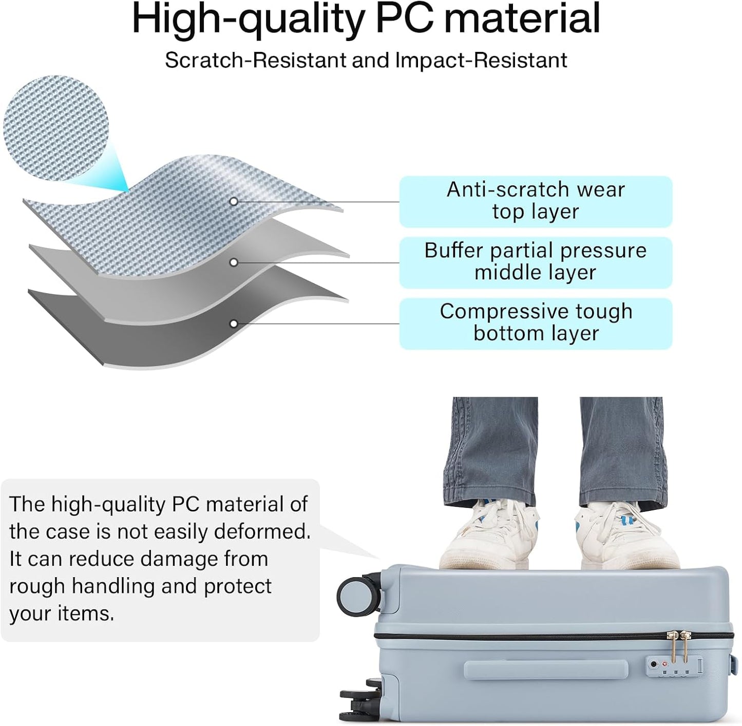 Hanke 20 Inch Hard Shell Suitcases with Spinner Wheels, Lightweight Carry On Luggage 22x14x9 Airline Approved Built-in TSA Lock, Durable Suitcase Rolling Luggage Carry-On Bag(Gray)