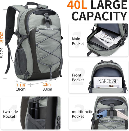 40L Hiking Backpack Lightweight Daypack Waterproof Travel Camping Backpack for Men Women Sport Packable