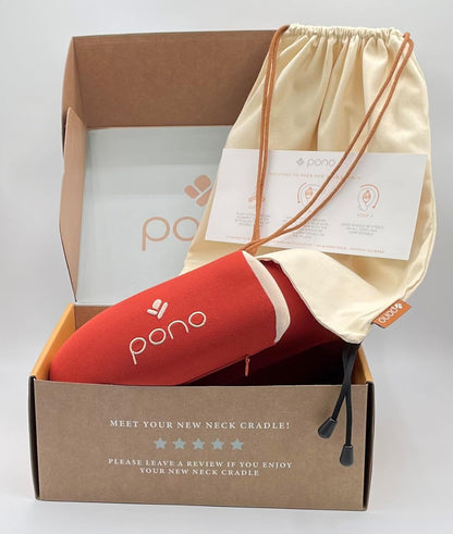 Pono Neck Cradle Travel Pillow: Memory Foam, Ergonomic 360° Adjustable Support, Prevents Neck Pain/Head Nods. Infinity Shape Fits All Adults. Foldable Design for Easy Portability (Amber Blaze)