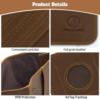 Jack&Chris Genuine Leather Handmade Passport Holder For Travel, RFID Blocking Passport Holder with Card Slots, Travel Essentials wallet with Pen Holder for Women and Men for Gifting, Brown