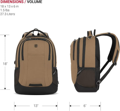 SwissGear Cecil 5505 Laptop Backpack, Pastel Brown/Black, 18-Inch