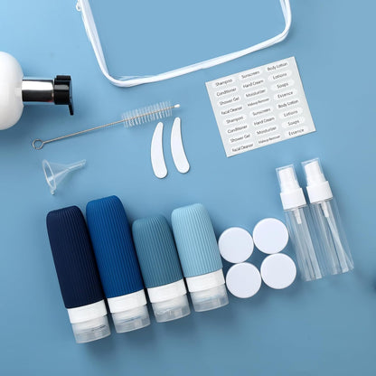 16 Pack Travel Bottles Set, TSA Approved Leak Proof Silicone Squeezable Containers for Toiletries, Refillable Travel Accessories for Conditioner, Shampoo, Lotion & Body Wash Accessories