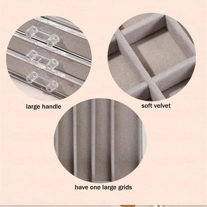 Necklace Organizer Box, Tray with Clear Lid, Dustproof Velvet Necklaces Holder Storage Display Case, Necklace Tray Drawer Insert for Pendant Suitable for Women and Girls (Grey)
