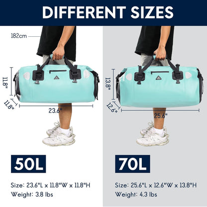 Haimont Waterproof Duffel Bag Roll-top Dry Duffel Bag with Quick-fixed Straps for Motorcycling, Rafting, Boating, SUP, Kayaking, Travel, 50L/70L