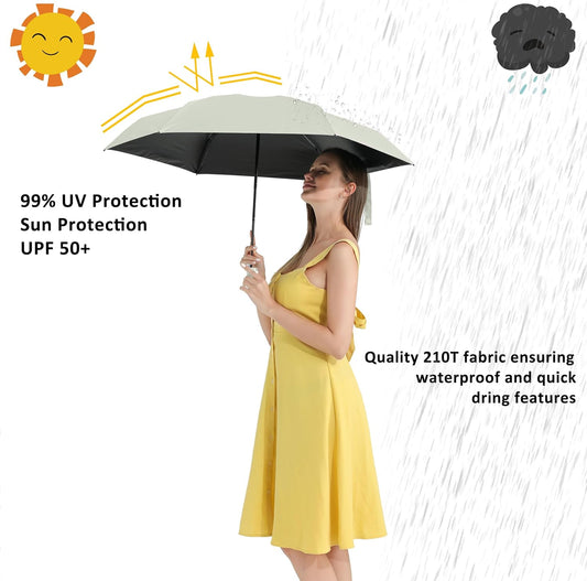 BAODINI Travel Mini Umbrella for Purse With Case Small Compact UV Sun Protection Sun Lightweight Tiny Pocket Umbrella for Women Girls and Men