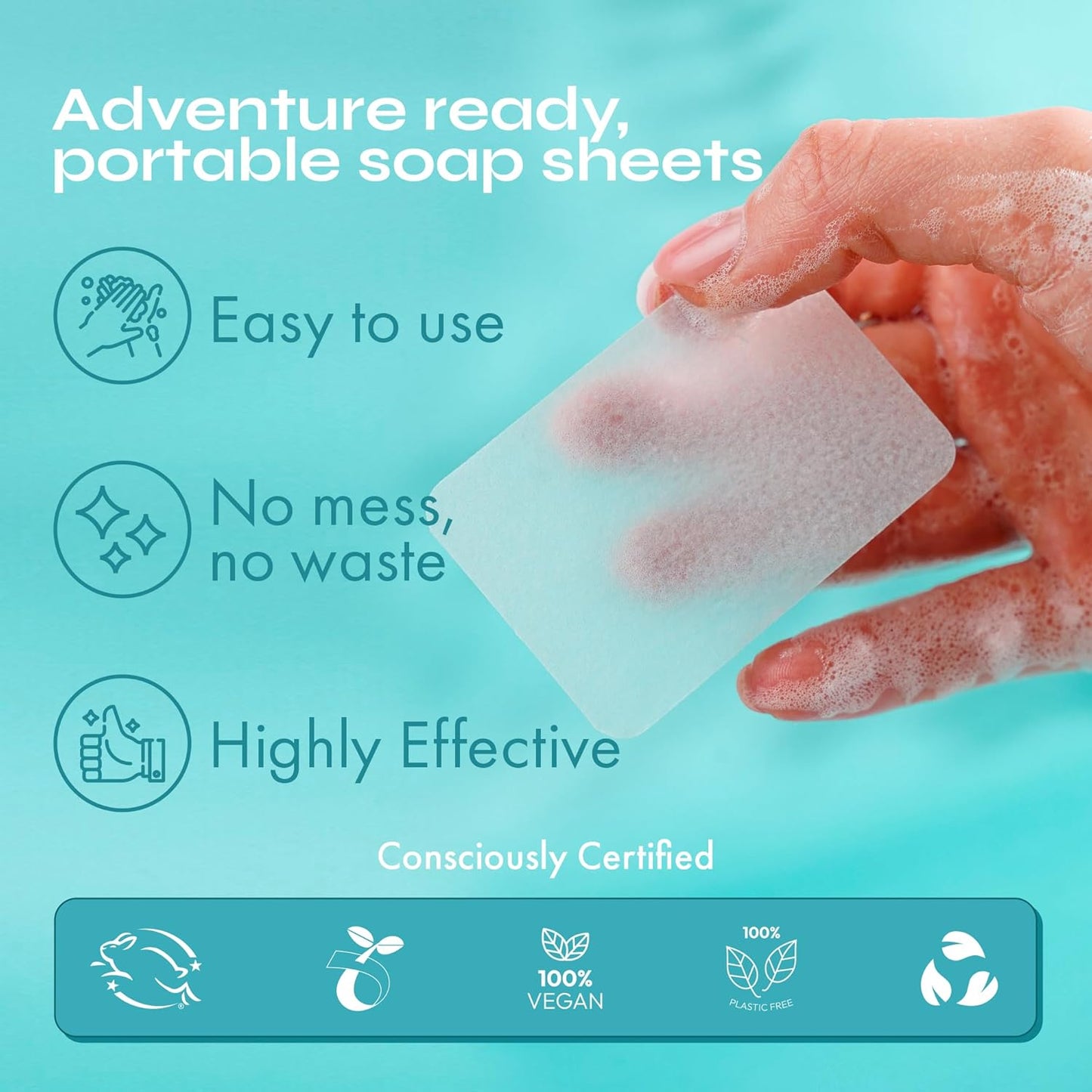 FOMIN - Antibacterial Paper Soap Sheets for Hand Washing - (300 Sheets) Rose, Jasmine, Lemon Portable Travel Dissolvable Camping Mini Soap Portable Hand Soap Sheet