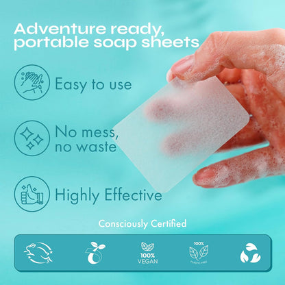 FOMIN - Antibacterial Paper Soap Sheets for Hand Washing - (300 Sheets) Lemon, Lavender, Unscented Travel Soap Sheets, Dissolvable Camping Mini Soap, Portable Hand Soap sheet