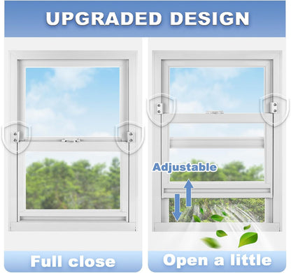 4 Sets Sliding Window Locks with Key, Window Locks for Up and Down Windows,Easy to Install Vertical & Horizontal Window Security Locks,Adjustable Aluminum Window Stopper Lock(Silver)