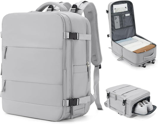 coowoz Large Travel Backpack Carry On for Women Man Gym Backpacks with Laptop Compartment Mochila de Viaje Teacher Personal Item Backpack Rucksack Airplane Accessories Must Haves Grey