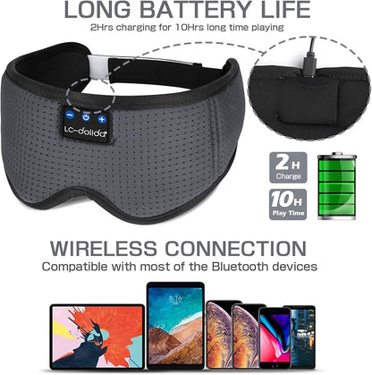 LC-dolida Sleep Headphones, Sleep Mask Bluetooth Wireless Music Eye Mask - Image 5