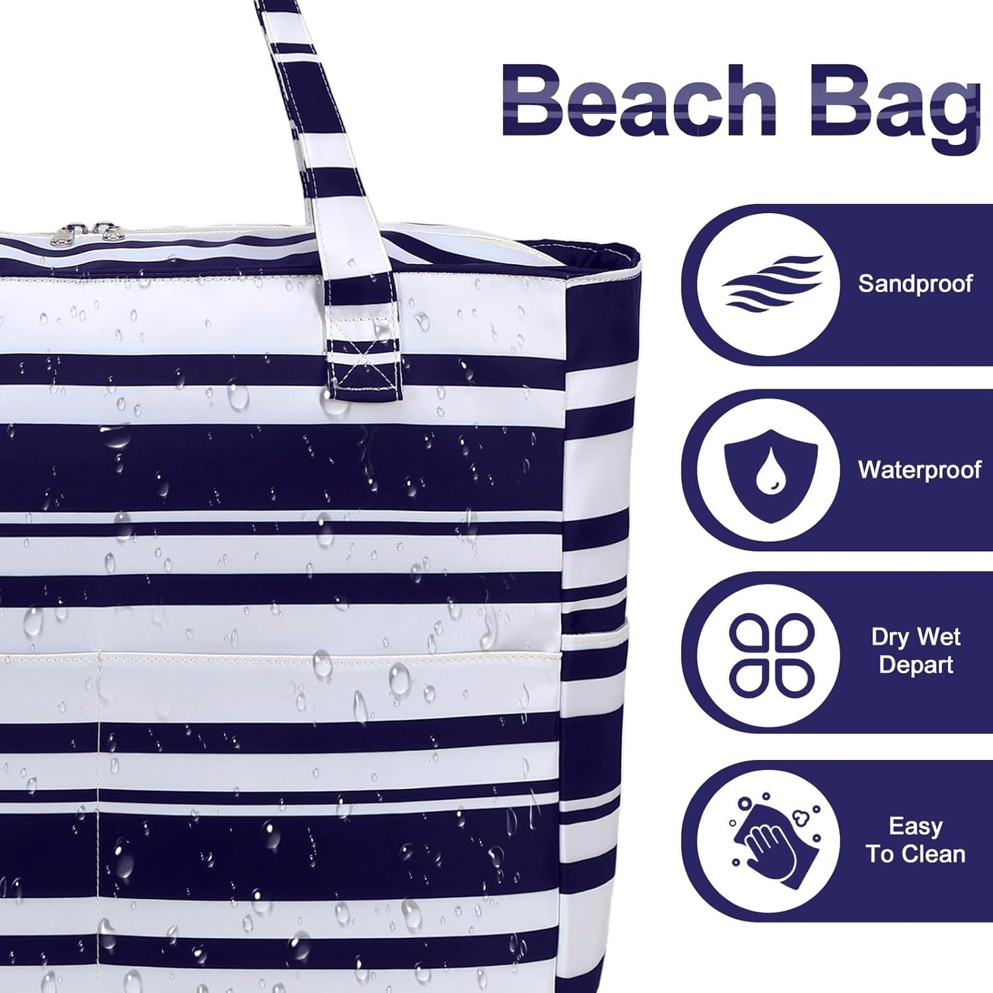 Waterproof Beach Tote Pool Bags for Women Ladies Extra Large Gym Tote Carry On Bag With Wet Compartment for Weekender Travel