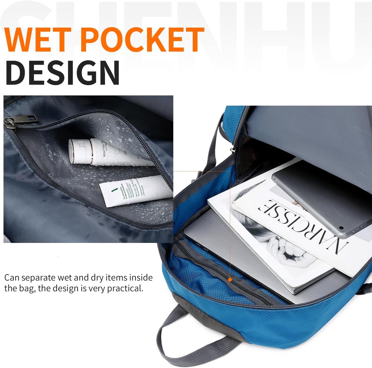 40L Hiking Backpack Lightweight Daypack Waterproof Travel Camping Backpack for Men Women Sport Packable