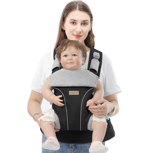 Baby Carrier Newborn to Toddlers - Ergonomic Adjustable Soft Breathable Comfort Infant Carrier for 7-35lbs, Enhanced Support, Easier to Wear
