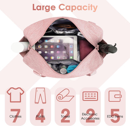 Narwey 18" Carry on Bag Underseat for Airplane with Wet Pocket Spirit Airlines Personal Item Bag Travel Duffel Bag Small Gym Bag Weekender Overnight for Women and Men (Pink)