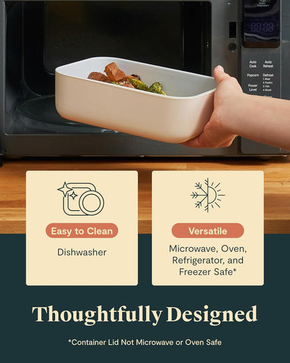 Caraway Glass Food Storage - 6.6 Cup Ceramic Coated Container - Non-Toxic, Non-Stick Lunch Box With Lids - Dishwasher, Oven, & Microwave Safe - Perracotta