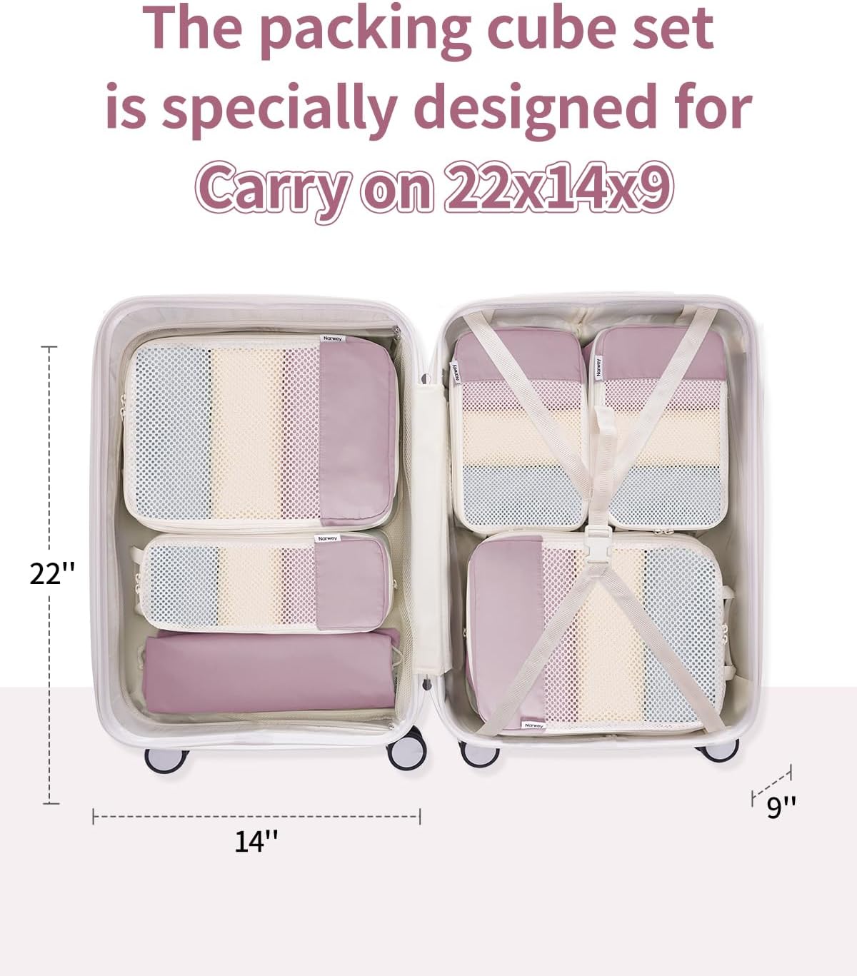 Narwey 6 Set Compression Packing Cubes for Travel Kids Women Carry on, Packing Organizers Bag for Backpack Luggage Suitcase Duffle Bags