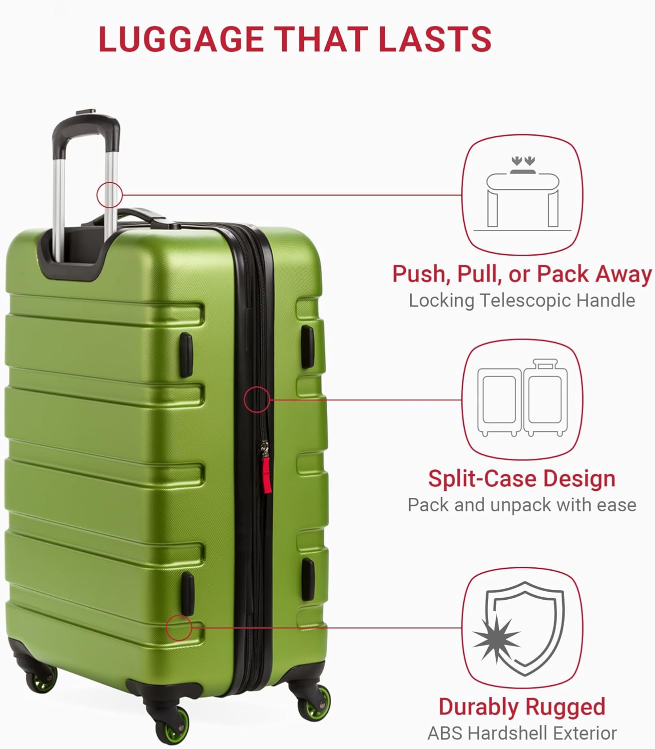 SwissGear 7366 Hardside Expandable Luggage with Spinner Wheels, Green, Checked-Medium 23-Inch