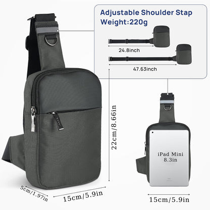 VADOO Crossbody Bags for Women, Mini Lightweight RFID Blocking Sling Men Bag for Phone and Travel (Basic Version- Grey)