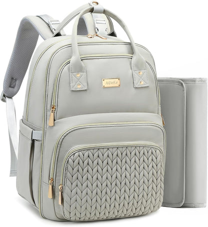 Diaper Bag Backpack - Large Multi functional, Boys, Girls & Baby Travel Essentials Tote with Changing Pad, Insulated Pockets, Stroller Straps, Waterproof - Baby Backpack for Mom & Maternity (Gray)