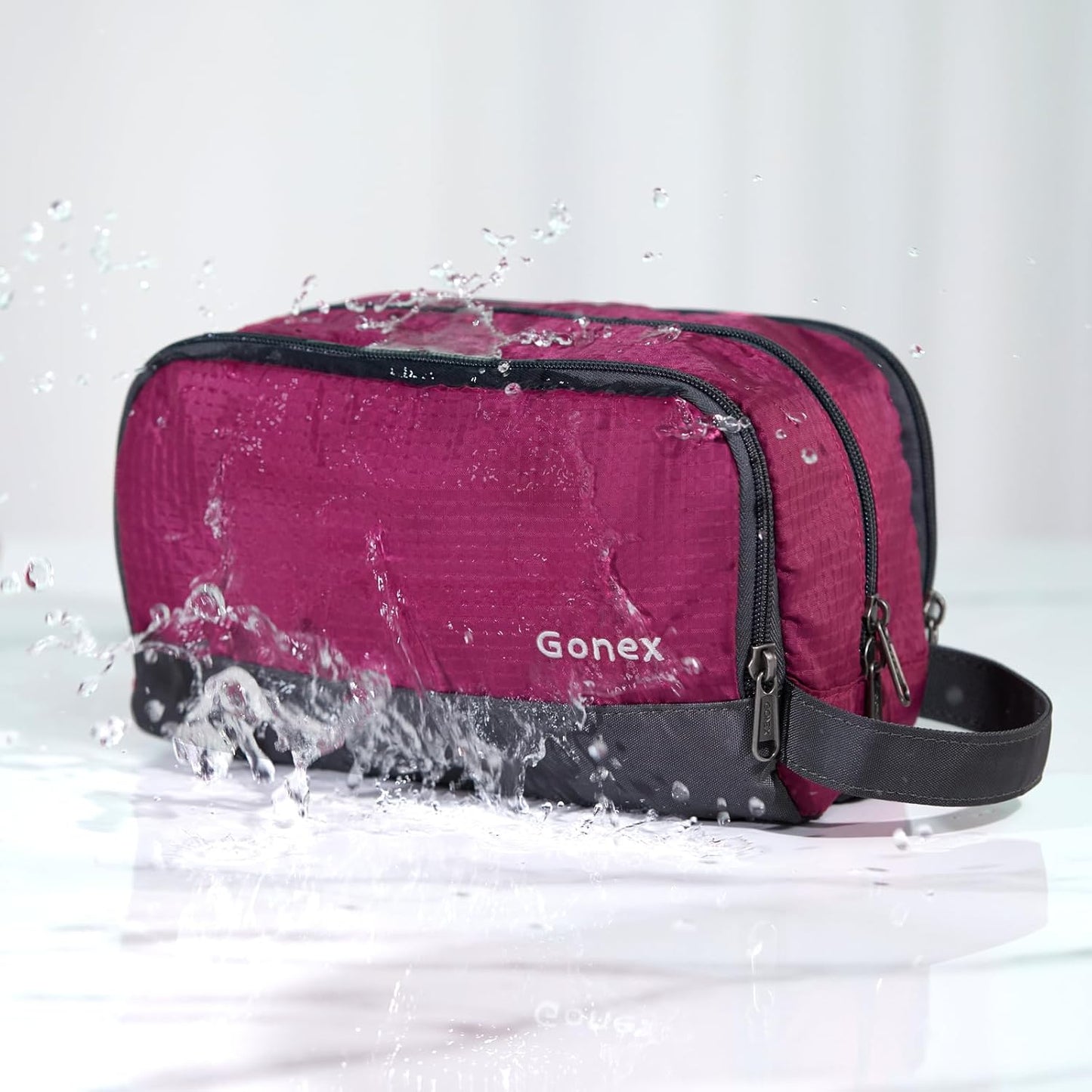 Gonex Travel Toiletry Bag Nylon, Cosmetic Makeup Bag for Women, Dopp Kit Shaving Bag Toiletry Organizer Rose Purple