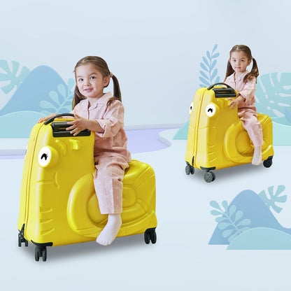 Kids Luggage, Kids Ride-on Luggage with Spinner Wheels Suitcase, Kid's Ride-On Suitcase Help Your Child Relax, Carry On Trolley with Password Lock (Yellow, 20 inches)