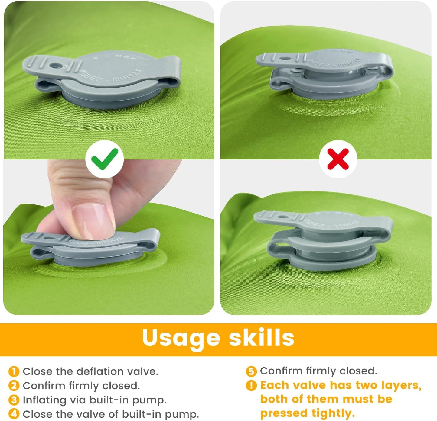 Camping Sleeping Pad, 4in Thick Ultralight Inflatable Camping Mat with Pillow, Built-in Foot Pump Sleeping Mat, Wide Compact Camping Pad for Travel Tent Hiking Backpacking Trip Car Camp Gear