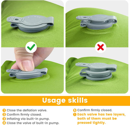 Double Sleeping Pad, Ultralight 4in Extra-Thick for 2 Person with Built-in Pillow & Foot Pump Sleep Mat, Compact Inflatable Camping Mat for Backpacking Hiking Travel Tent Camp Gear Gifts