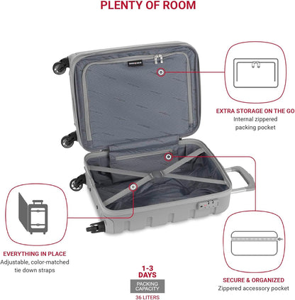 SwissGear 7366 Hardside Expandable Luggage with Spinner Wheels, Grey, Carry-On 19-Inch