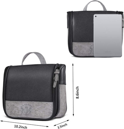 Hanging Toiletry Bag for Men VANCASE Vintage Leather Shaving Dopp Kit Medium Waterproof Travel Bathroom Bags Portable Shower Organizer