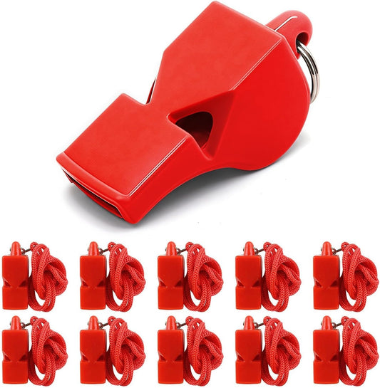 Emergency Whistles with Lanyard Red Safety Whistle for Lifeguard Outdoor Emergency Camping Hiking Boating Loud Signaling Whistles