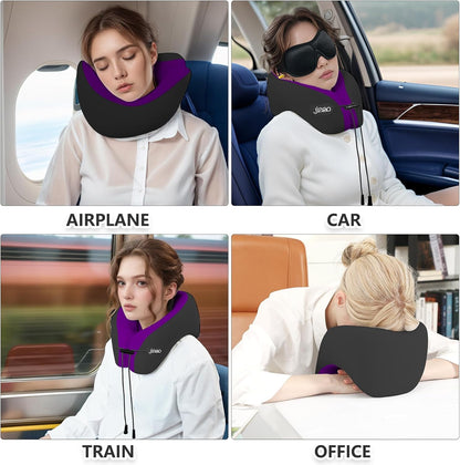Travel Neck Pillow for Airplanes, Neck Pillow for Traveling,360º Ergonomic Memory Foam Travel Pillow, Soft and Breathable Cover,Portable Pillows for Car, Train or Airport Travel Essentials