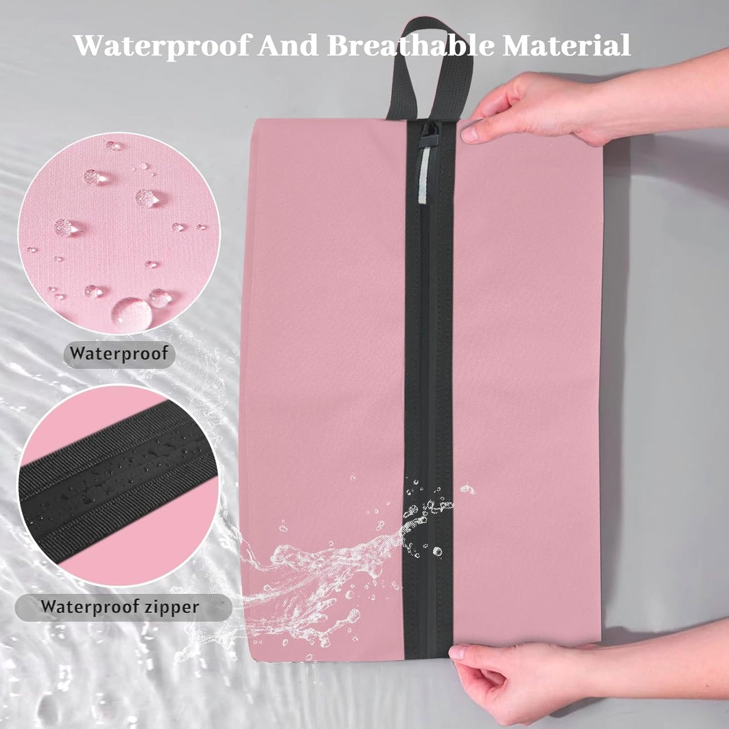 Shoe Bags for Travel Large Capacity Oxford Fabric Portable Shoe Bags, Multi-Functional Dust-Proof and Waterproof Men & Women Travel Shoe Bag for Packing in Suitcase(Pink, 1-Pack)