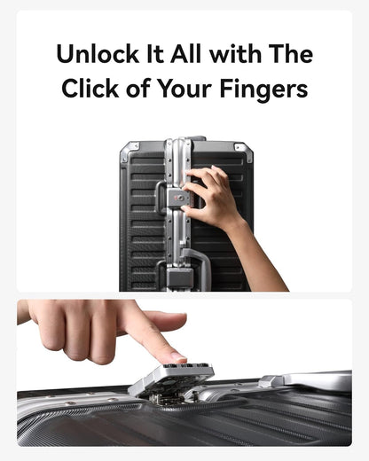 LUGGEX Checked Suitcase with Spinner Wheels, 28 Inch Aluminum Frame Zipperless Polycarbonate Hard Shell Suitcase, Charcoal Metallic