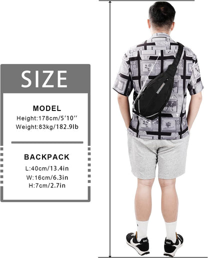 WATERFLY Small Crossbody Sling Backpack Anti Theft Backpack for Traveling Chest Shoulder Bag