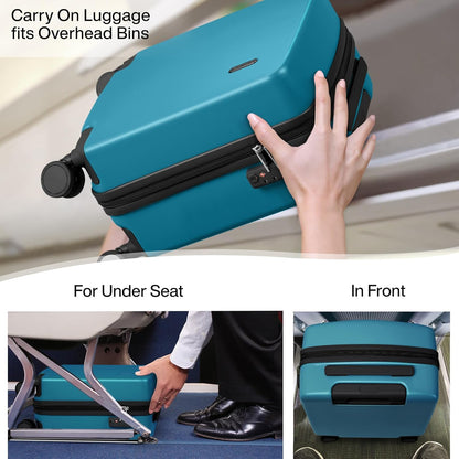Hanke 16 Inch Underseat Carry On Luggage, Airline-Approved Hard Shell Small Suitcase with Spinner Wheels, Lightweight Tsa Lock Travel Luggage for Short Trips(Caribbean Blue)